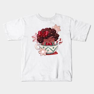 Cute Christmas chibi girl in a mug Kids T-Shirt